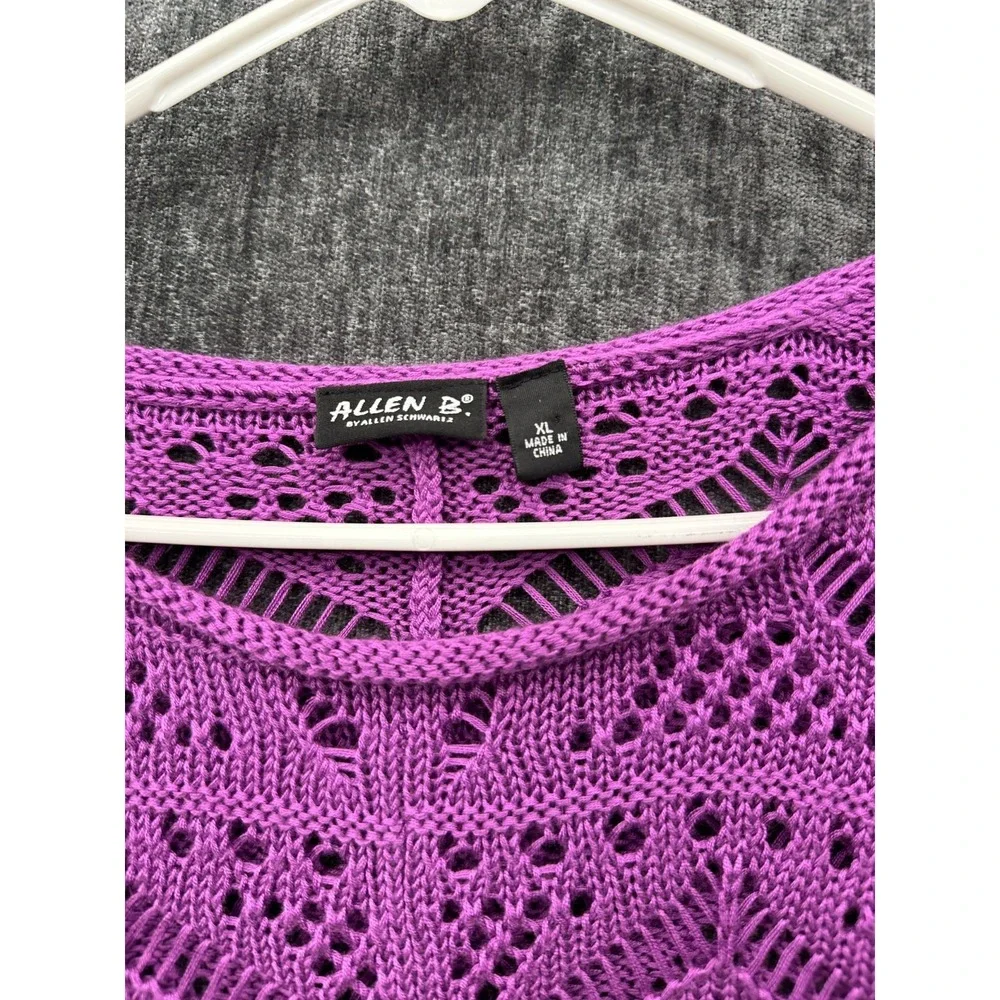 Allen B by Allen Schwartz Sweater Womens XL Pink Crochet Chunky Knit Scoop‎ Neck